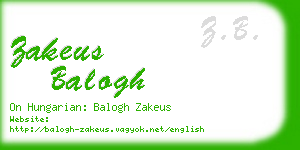 zakeus balogh business card